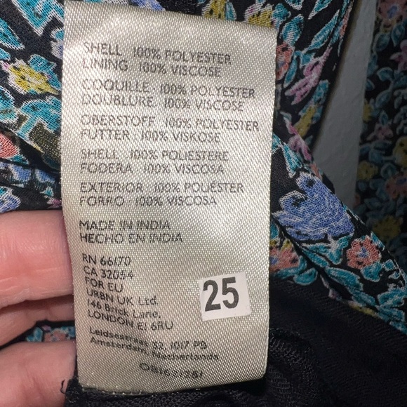 {NWOT Free People Pennie Black Floral Print Ruffle Long Sleeve Mini Dress Small} - Picture 7 of 10